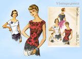 1950s Vintage McCalls Sewing Pattern 4347 Uncut Plus Size Ladies Blouse 46 Bust
