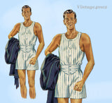 1940s Vintage MCCall Sewing Pattern 4474 WWII Mens Boxer Shorts and Undershirt Large