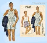 1940s Vintage MCCall Sewing Pattern 4474 WWII Mens Boxer Shorts and Undershirt Large