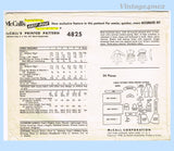 1950s Vintage McCalls Sewing Pattern 4825 Envelope Back