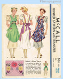 1930s Original Vintage McCall Sewing Pattern 504 Farm Kitchen Apron Darling Lines