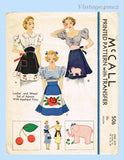 1930s Original Vintage McCall Sewing Pattern 506 Elephant Apron Darling Waist Bands