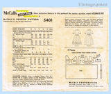 McCall's Pattern 5401 Envelope Back