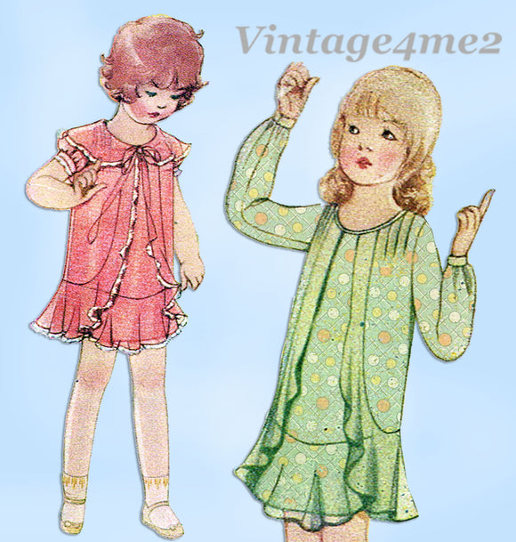 McCall 5490: 1930s Rare Toddler Girls Flapper Dress Sz 6 Vintage Sewing Pattern