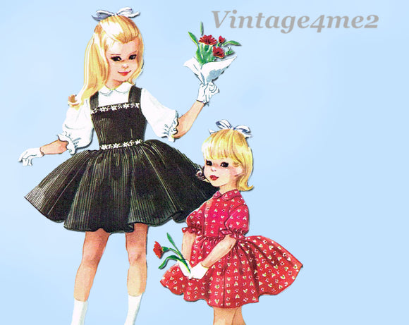 1960s Vintage McCalls Sewing Pattern 5573 Cute Helen Lee Girls Dress & Jumper