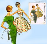 1960s Vintage McCalls Sewing Pattern 5885 Uncut Misses Party Dress Sz 32 B