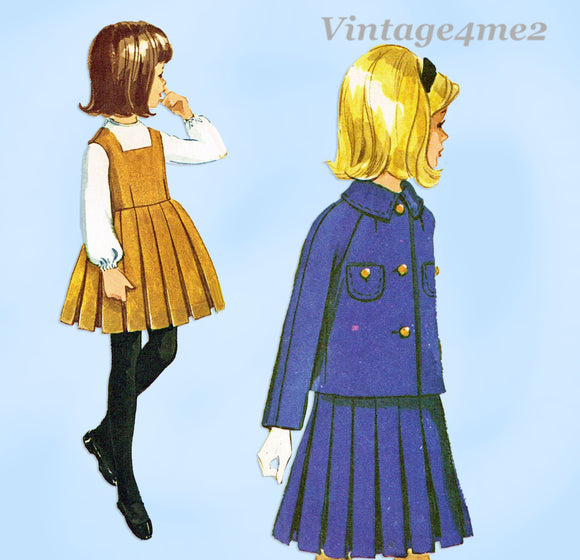 1960s Vintage McCalls Sewing Pattern 6025 Uncut Helen Lee Girls Dress & Coat Sz 10