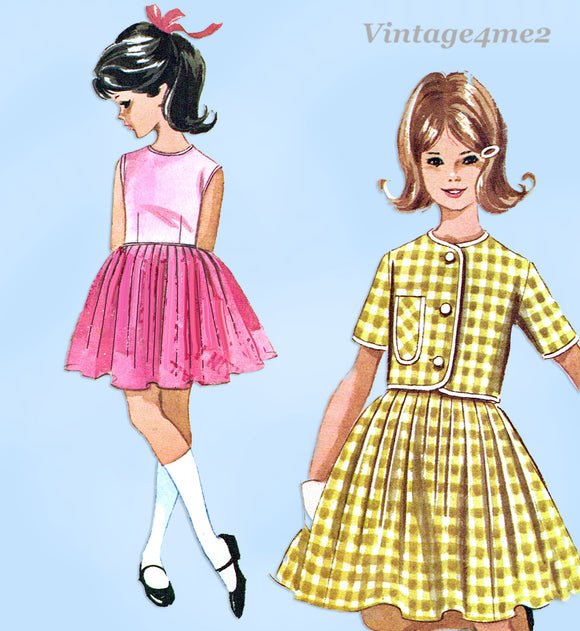 1960s Vintage McCalls Sewing Pattern 6210 Cute Helen Lee Girls Dress Size 8