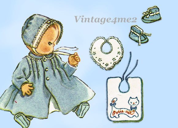 1960s Vintage McCalls Sewing Pattern 6214 Cute Baby Layette w Booties Dresses