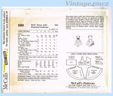 1960s Vintage McCall's Sewing Pattern 6384 Cute Little Girls Party Dress Size 8