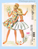 1960s Vintage McCall's Sewing Pattern 6384 Cute Little Girls Party Dress Size 8