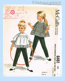 1960s Vintage McCalls Sewing Pattern 6461 Uncut Helen Lee Girls Top & Pants Sz 3