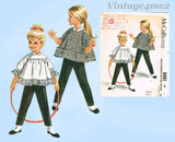 1960s Vintage McCalls Sewing Pattern 6461 Uncut Helen Lee Girls Top & Pants Sz 3