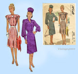 McCall 6485: 1940s Stylish Misses Street Dress Sz 32 B Vintage Sewing Pattern