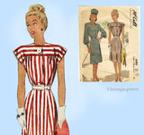 McCall 6485: 1940s Stylish Misses Street Dress Sz 32 B Vintage Sewing Pattern