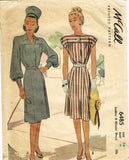 McCall 6485: 1940s Stylish Misses Street Dress Sz 32 B Vintage Sewing Pattern
