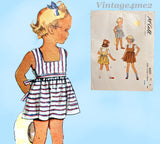 1940s Vintage McCall Sewing Pattern 6521 Cute Toddler Girls Sun Dress Size 2
