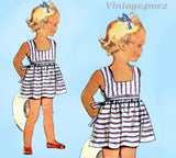 1940s Vintage McCall Sewing Pattern 6521 Cute Toddler Girls Sun Dress Size 2