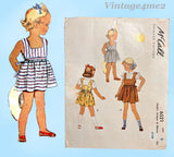 1940s Vintage McCall Sewing Pattern 6521 Cute Toddler Girls Sun Dress Size 2