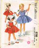 1960s Vintage McCall's Sewing Pattern 6700 Toddler Girls Dress or Jumper Size 4