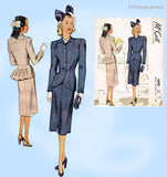 McCall 6800: 1940s Gorgeous Misses Peplum Suit Sz 38 B Vintage Sewing Pattern