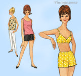 1960s Vintage McCall's Sewing Pattern 6820 Cute Bathing Suit Top & Shorts Sz 34 B