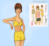 1960s Vintage McCall's Sewing Pattern 6820 Cute Bathing Suit Top & Shorts Sz 34 B