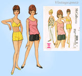 1960s Vintage McCall's Sewing Pattern 6820 Cute Bathing Suit Top & Shorts Sz 34 B