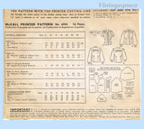 McCall's 6924: 1940s Lovely Misses Casual Blouse Sz 34 B Vintage Sewing Pattern