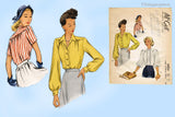 McCall's 6924: 1940s Lovely Misses Casual Blouse Sz 34 B Vintage Sewing Pattern