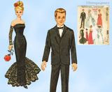 1960s Vintage McCalls Sewing Pattern 6992 11 1/2 Barbie & Ken Doll Clothes Set