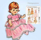 1960s Vintage McCalls Sewing Pattern 6993 Cute 12-15 Inch Baby Pebbles Doll Clothes