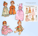 1960s Vintage McCalls Sewing Pattern 6993 Cute 12-15 Inch Baby Pebbles Doll Clothes