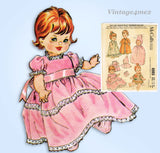 1960s Vintage McCalls Sewing Pattern 6993 Cute 8-10 Inch Baby Pebbles Doll Clothes