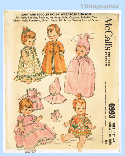 1960s Vintage McCalls Sewing Pattern 6993 Cute 8-10 Inch Baby Pebbles ...