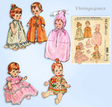 1960s Vintage McCalls Sewing Pattern 6993 Cute 8-10 Inch Baby Pebbles Doll Clothes