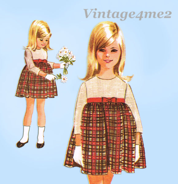 1960s Vintage McCalls Sewing Pattern 7240 Cute Helen Lee Toddler Girls Dress Sz 6