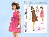 1960s Vintage McCalls Sewing Pattern 7410 Easy Girls High Waist Dress Sz 7