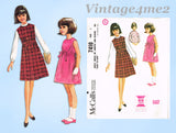 1960s Vintage McCalls Sewing Pattern 7410 Easy Girls High Waist Dress Sz 7