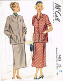 McCall 7423: 1940s Beautiful Misses Maternity Suit 34B Vintage Sewing Pattern UNCUT