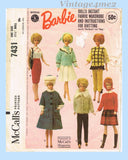 1960s Vintage McCalls Sewing Pattern 7431 Uncut 11.5in Barbie Doll Clothes with Sweater