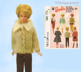 1960s Vintage McCalls Sewing Pattern 7431 Uncut 11.5in Barbie Doll Clothes with Sweater