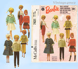 1960s Vintage McCalls Sewing Pattern 7431 Uncut 11.5in Barbie Doll Clothes with Sweater
