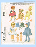 1960s Vintage McCalls Sewing Pattern 7592 12in Teenie Weenie Tiny Tears Doll Clothes