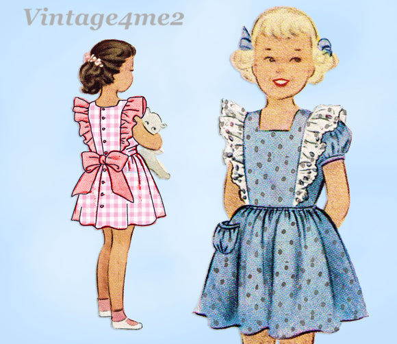 1940s Vintage McCall Sewing Pattern 7641 Baby Girls Pinafore Sun Dress Size 1