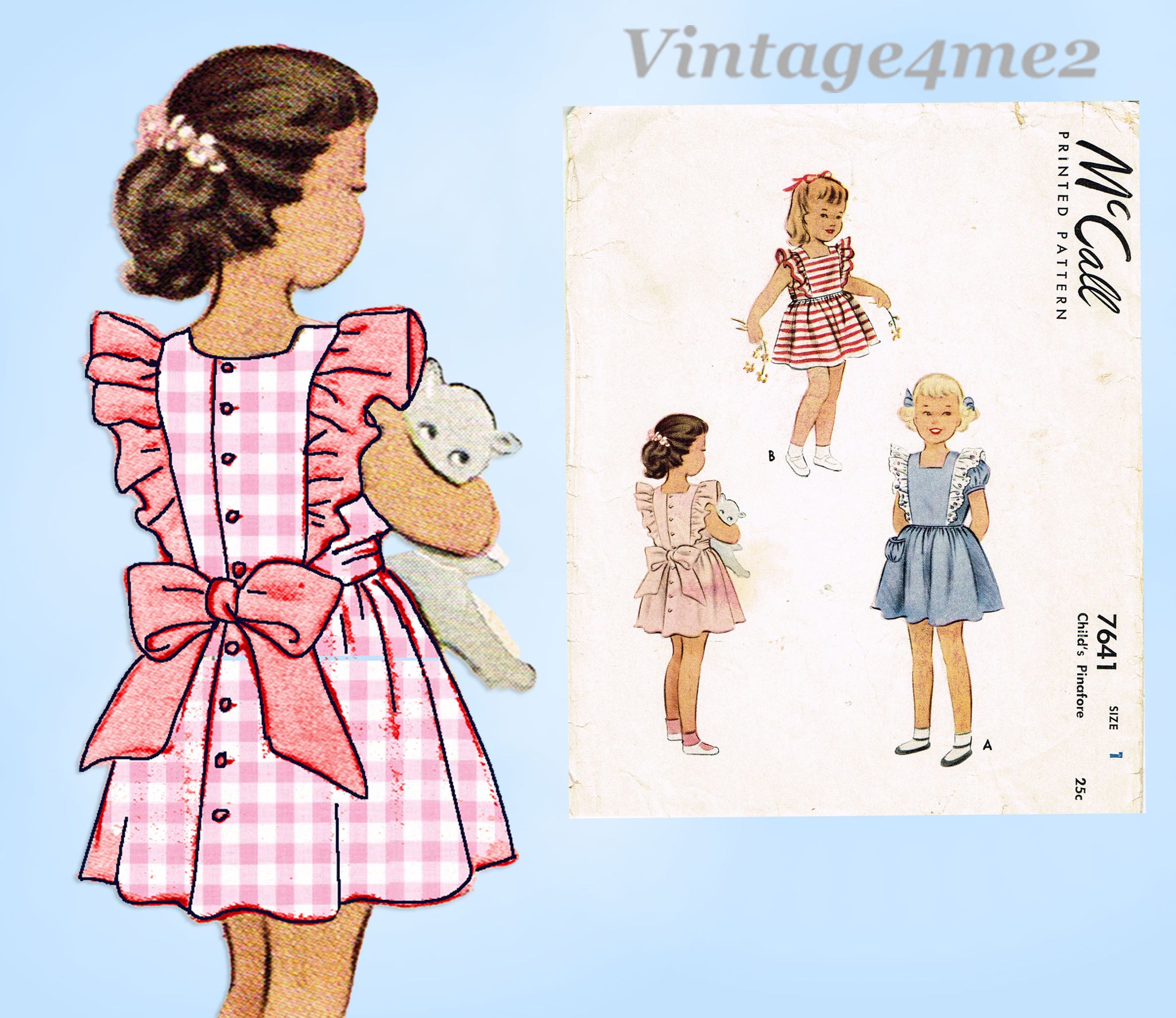 1940s Vintage McCall Sewing Pattern 7641 Baby Girls Pinafore Dress Sz1 – Vintage4me2 1940s Vintage McCall Sewing Pattern 7641 Baby Girls Pinafore Dress Sz1 – Vintage4me2