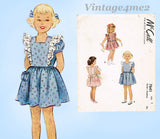 1940s Vintage McCall Sewing Pattern 7641 Baby Girls Pinafore Sun Dress Size 1