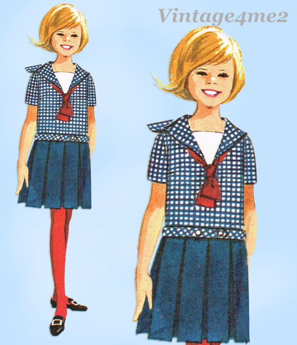 1960s Vintage McCalls Sewing Pattern 7690 Helen Lee Girls Sailor Suit Sz 8