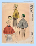 McCall 7696: 1940s Stunning Misses Cape Size 32 Bust Vintage Sewing Pattern