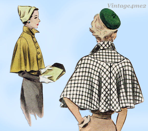 McCall 7696: 1940s Stunning Misses Cape Size 32 Bust Vintage Sewing Pattern